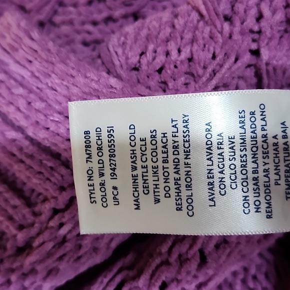 NWT Seven7 Pink Purple Knit Woven Pullover Crewneck Sweater L - Picture 9 of 9
